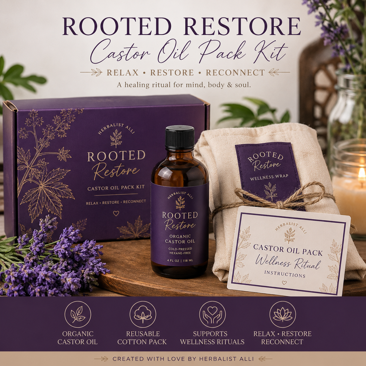 Rooted Restore Castor Oil Pack Kit