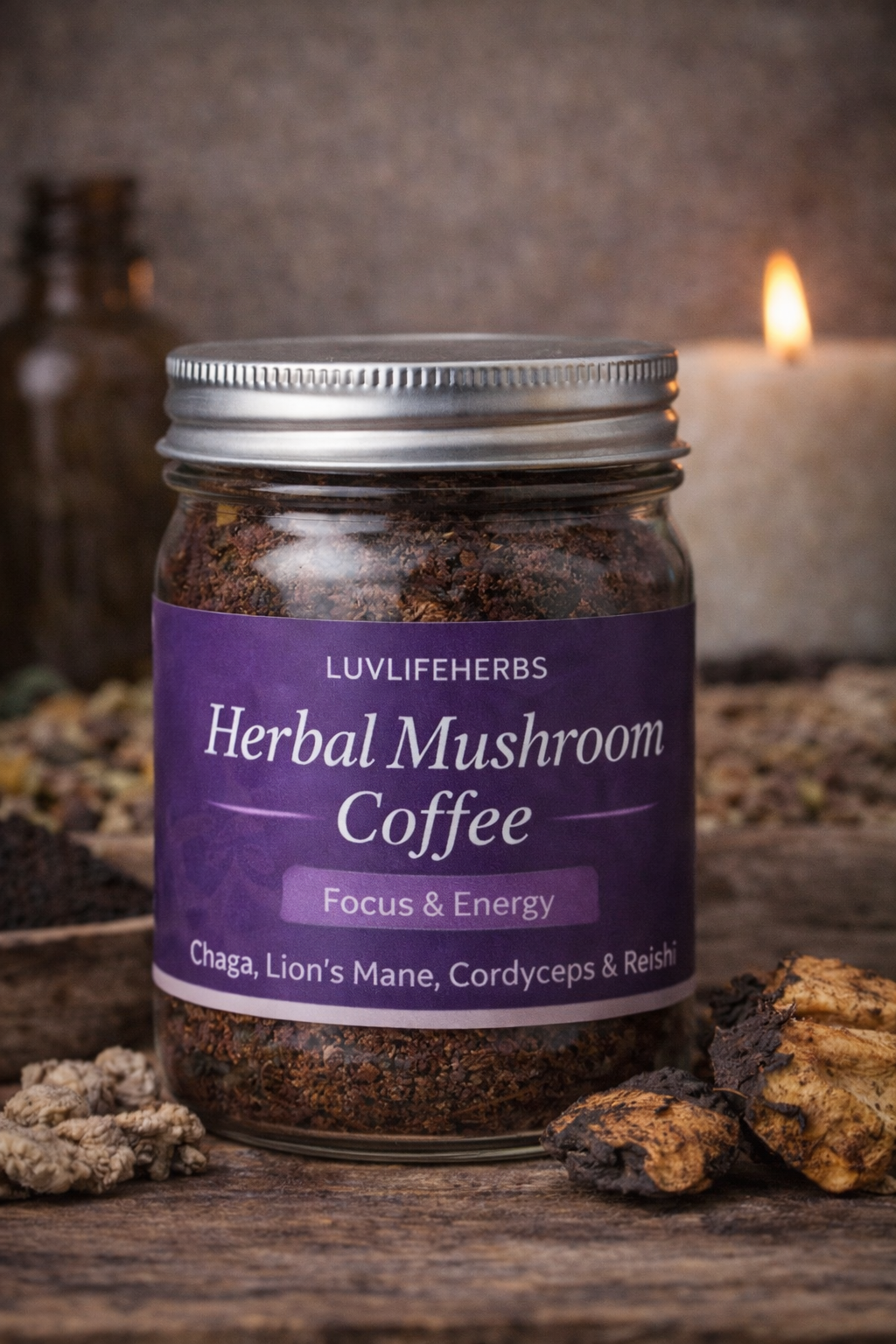 Mushroom Coffee Blend with Lion’s Mane, Reishi & Chaga for Focus & Energy