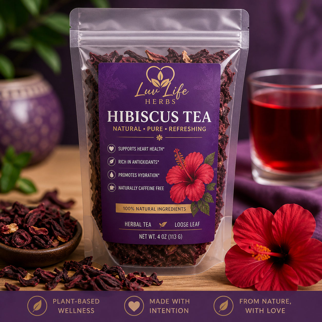 Hibiscus Ginger Fusion Tea | Herbal Blend for Refreshing Balance & Support