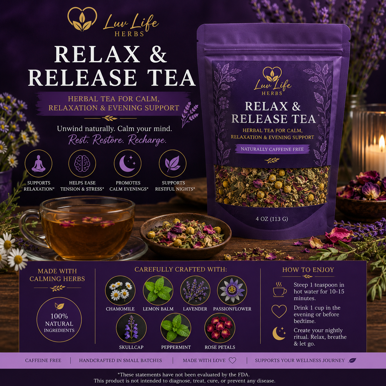 Relax & Release Tea | Herbal Support for Calm & Restful Evenings